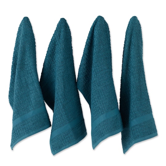 DII® Solid Storm Blue Waffle Terry Dishtowel, 4ct.